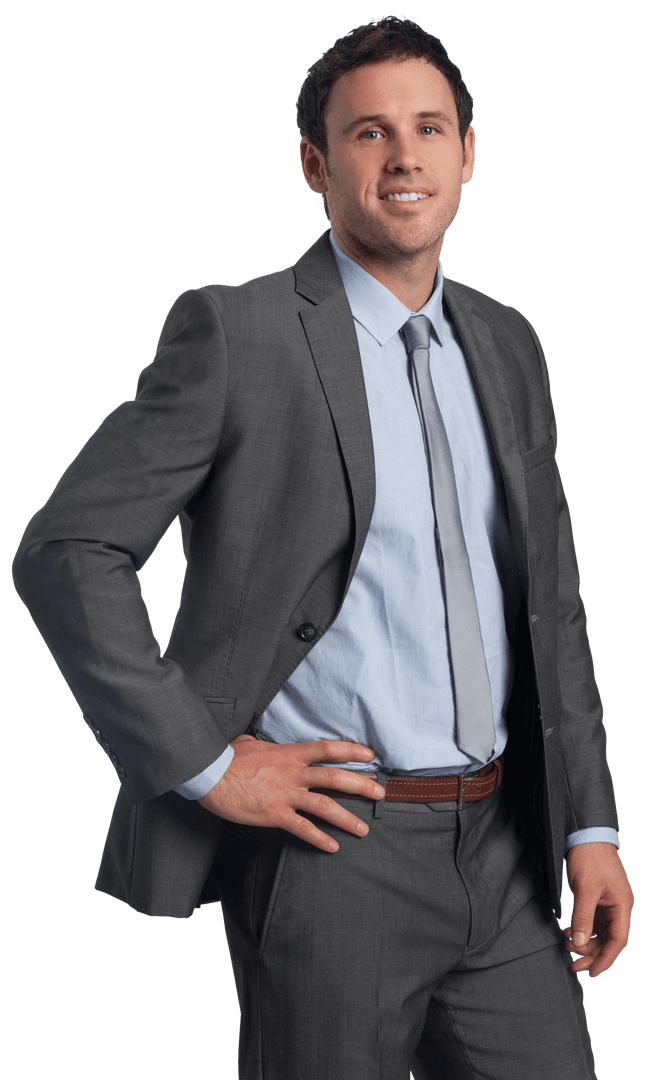 Confident Businessman in Suit Smiling with Transparent Background