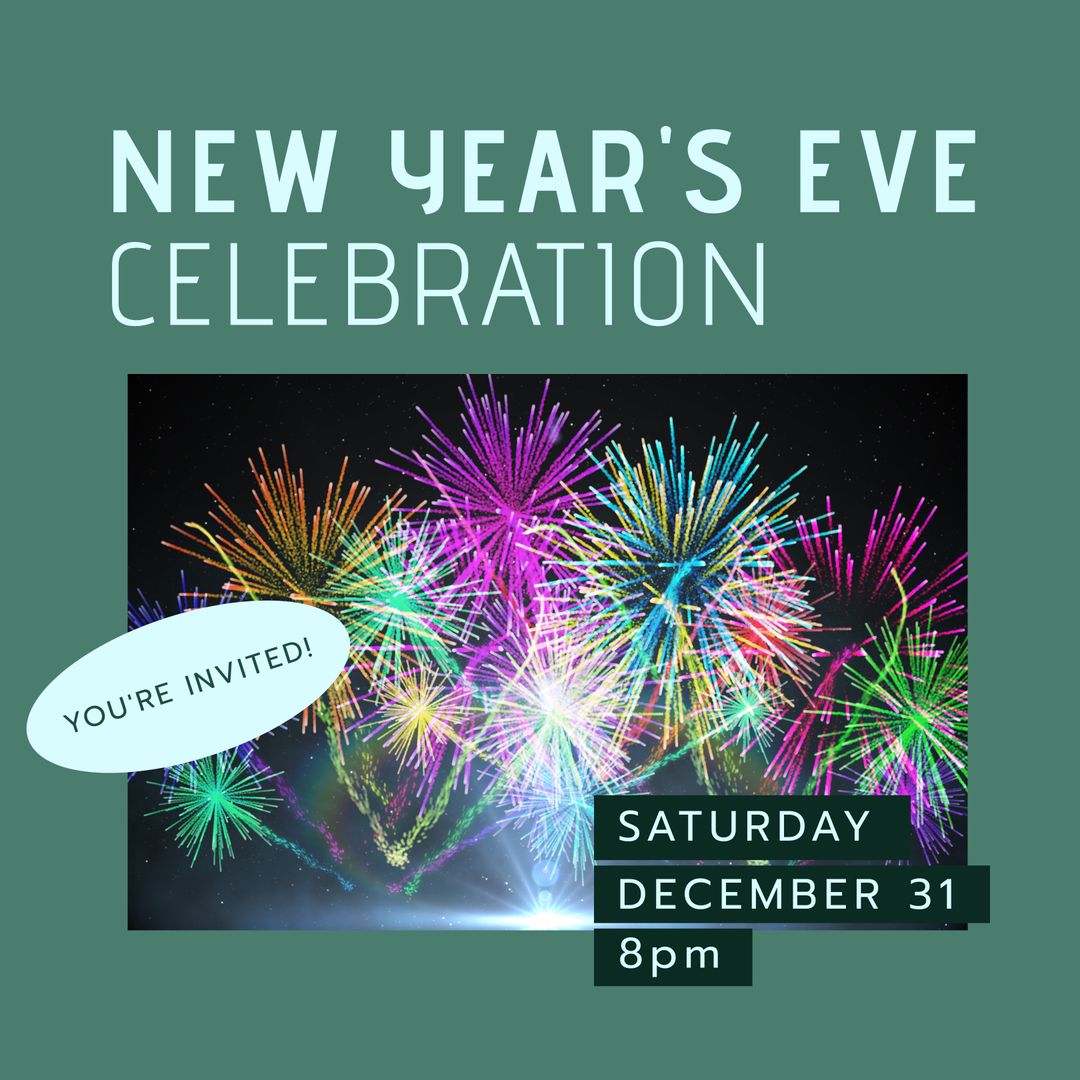 Colorful Fireworks New Year's Eve Party Invitation