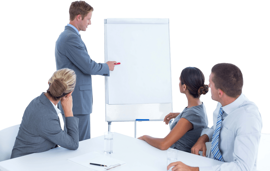 Transparent Business Meeting Presentation on Whiteboard