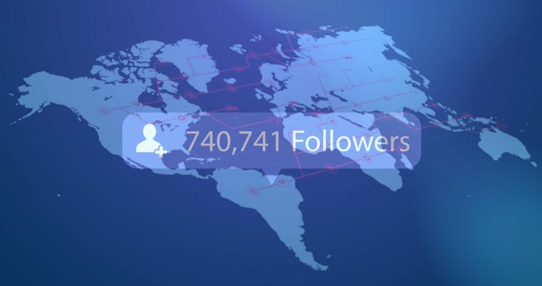 Global Social Media Influence Displayed Over Digital World Map