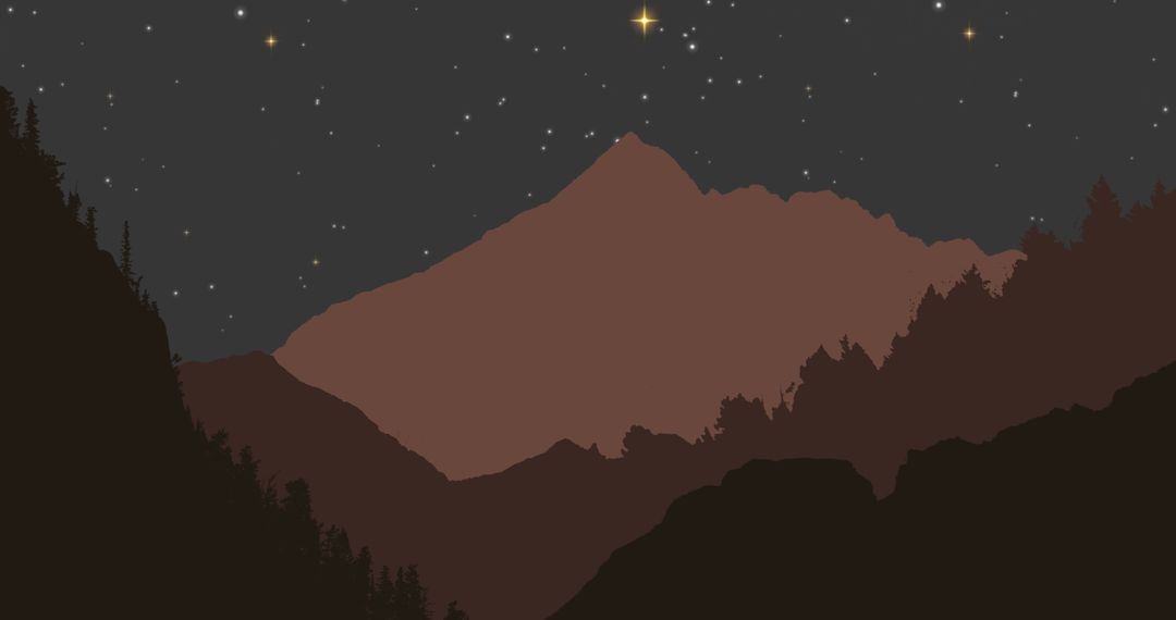 Digital Illustration of Mountain Landscape with Starry Night Sky - Free Images, Stock Photos and Pictures on Pikwizard.com