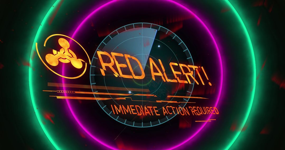 Futuristic Red Alert Interface in Neon Colors