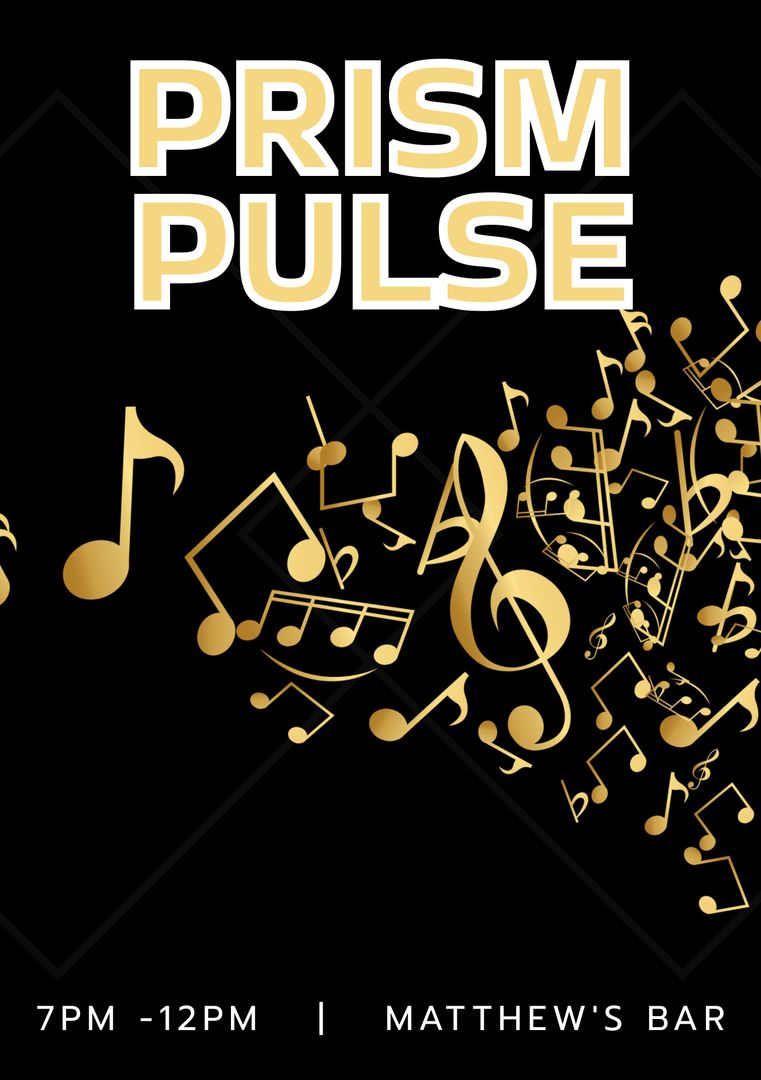 Music Event Poster with Golden Musical Notes on Black Background - Download Free Stock Templates Pikwizard.com