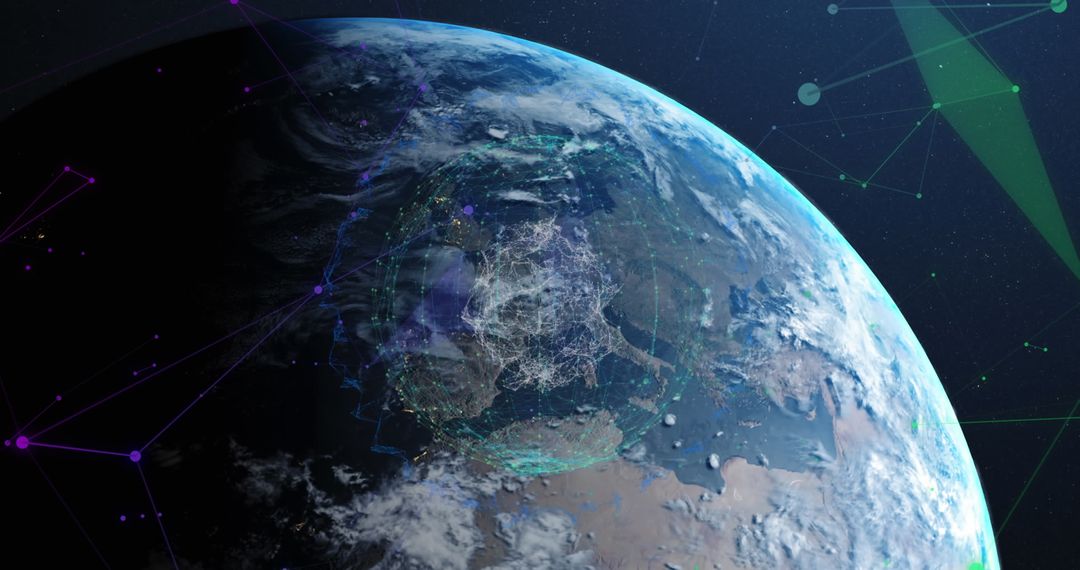 Earth in Space with Neon Connectivity Network and Geometry