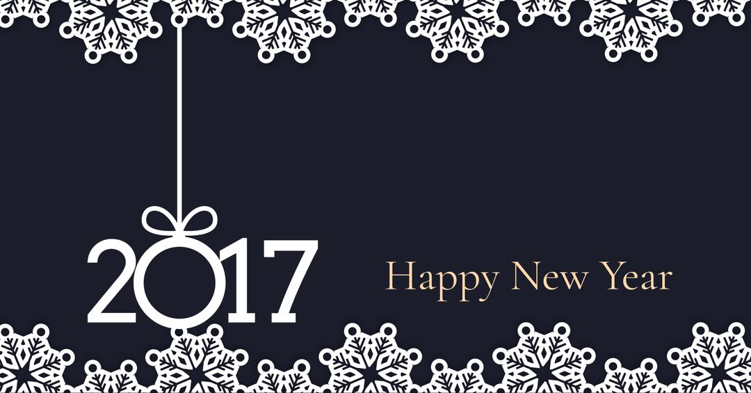 Elegant Snowflake New Year Greeting Celebrating 2017