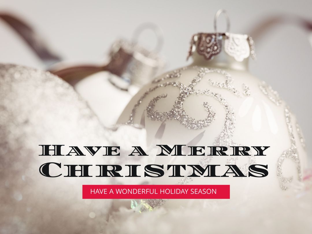 Elegant Silver Christmas Ornaments with Festive Greeting Message - Download Free Stock Templates Pikwizard.com