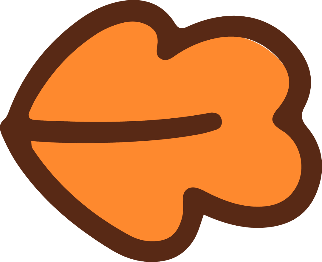 Flat Orange Leaf Icon on Transparent Background