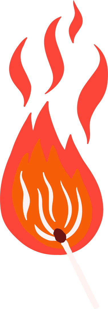 Stylized Matchstick Flame With Transparent Background