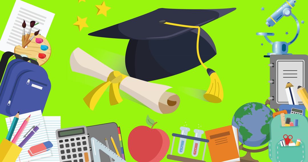 Education Success Concepts with Graduation Cap and Diploma