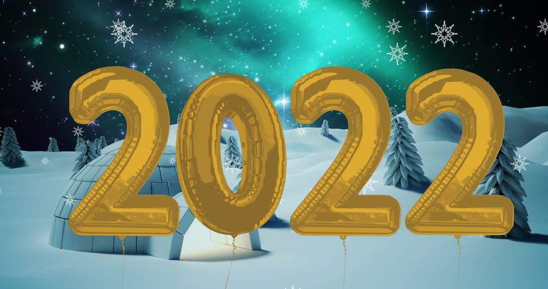 Golden 2022 Numbers in Winter Wonderland