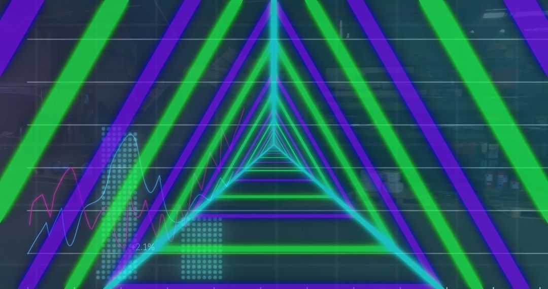 Futuristic Neon Triangles in Data Visualization Concept