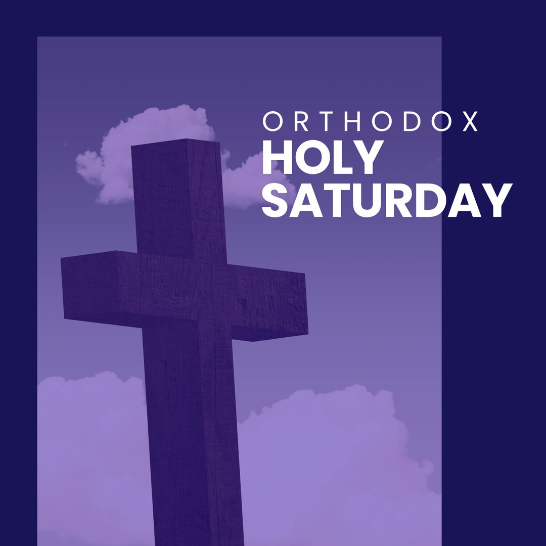 Orthodox Holy Saturday with Christian Cross and Cloudy Sky