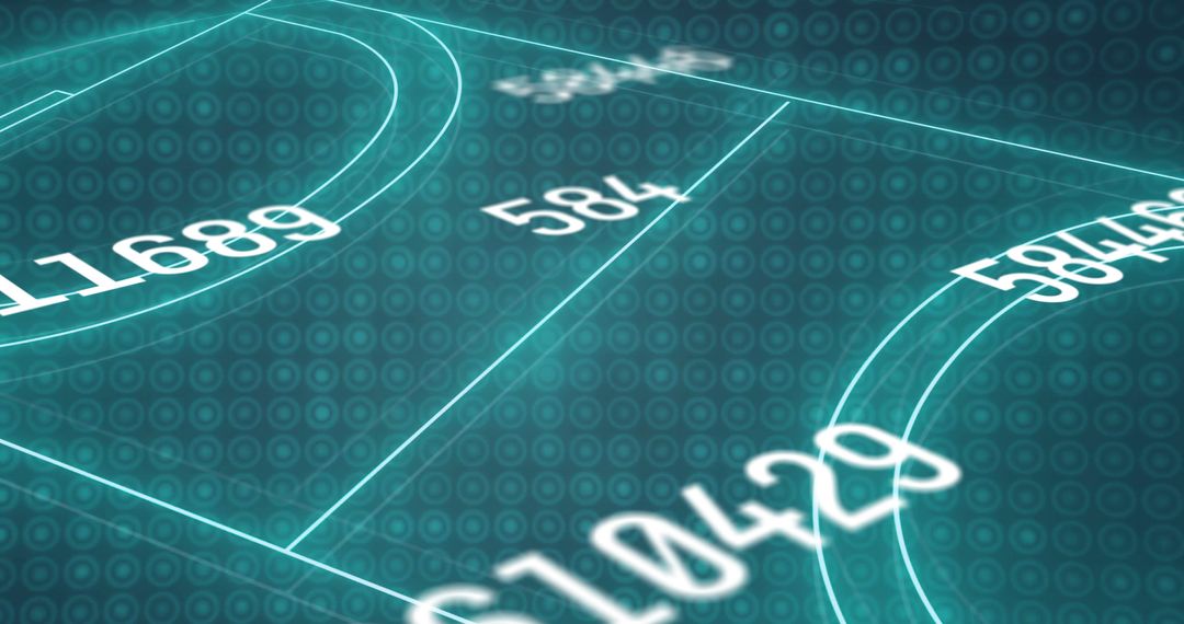 Futuristic Data Interface with Glowing Cyan Lines and Numbers