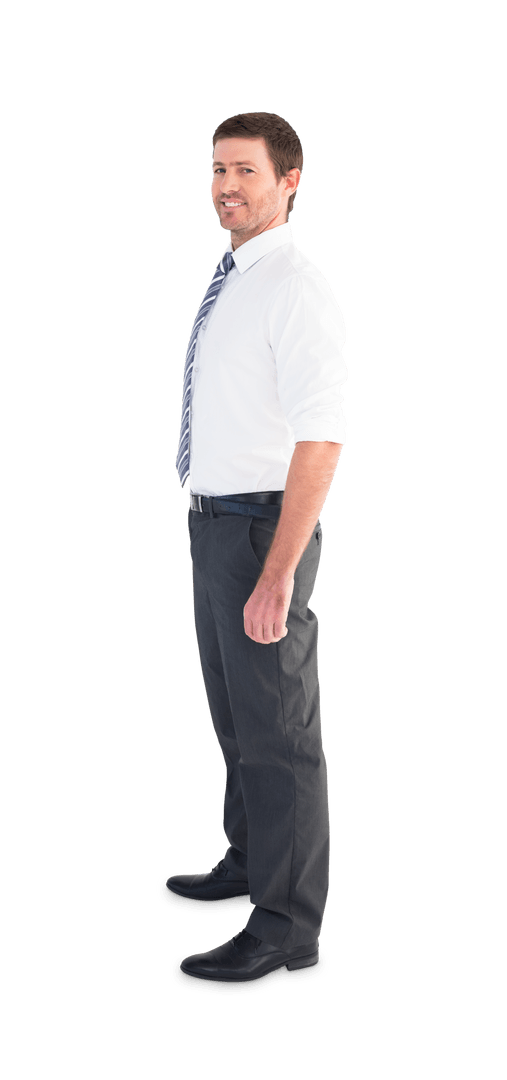 Smiling Businessman Standing Relaxed Pose Transparent Background