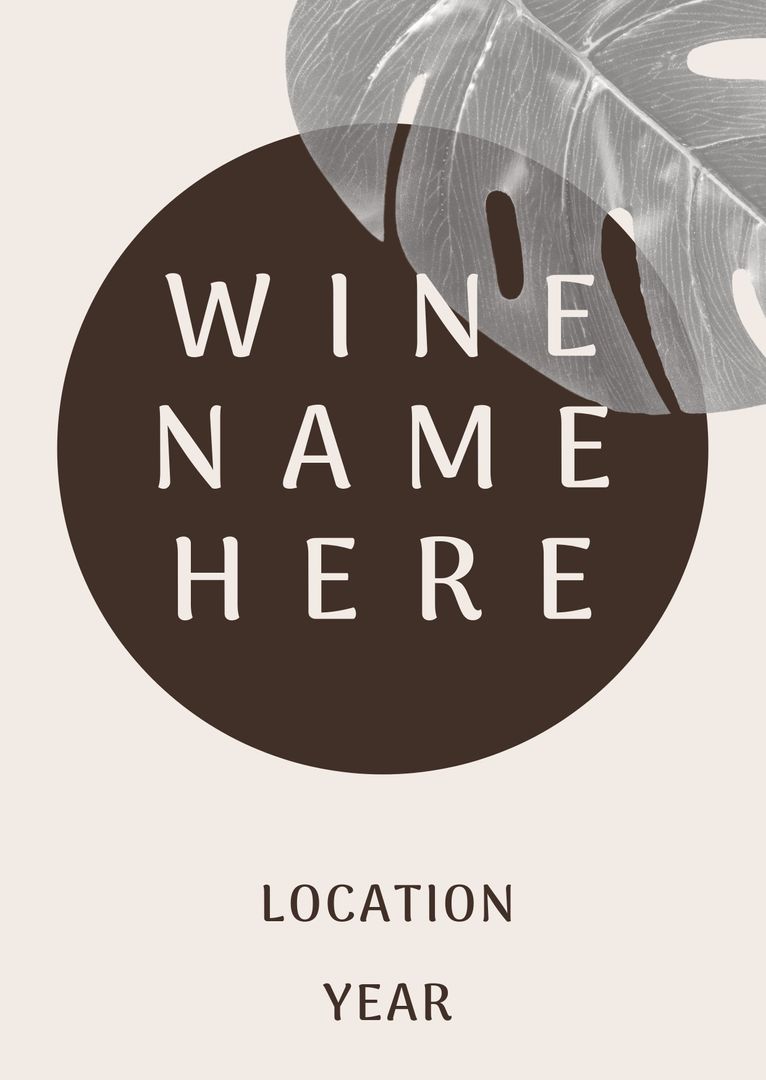 Minimalist Leaf Design Wine Label Template