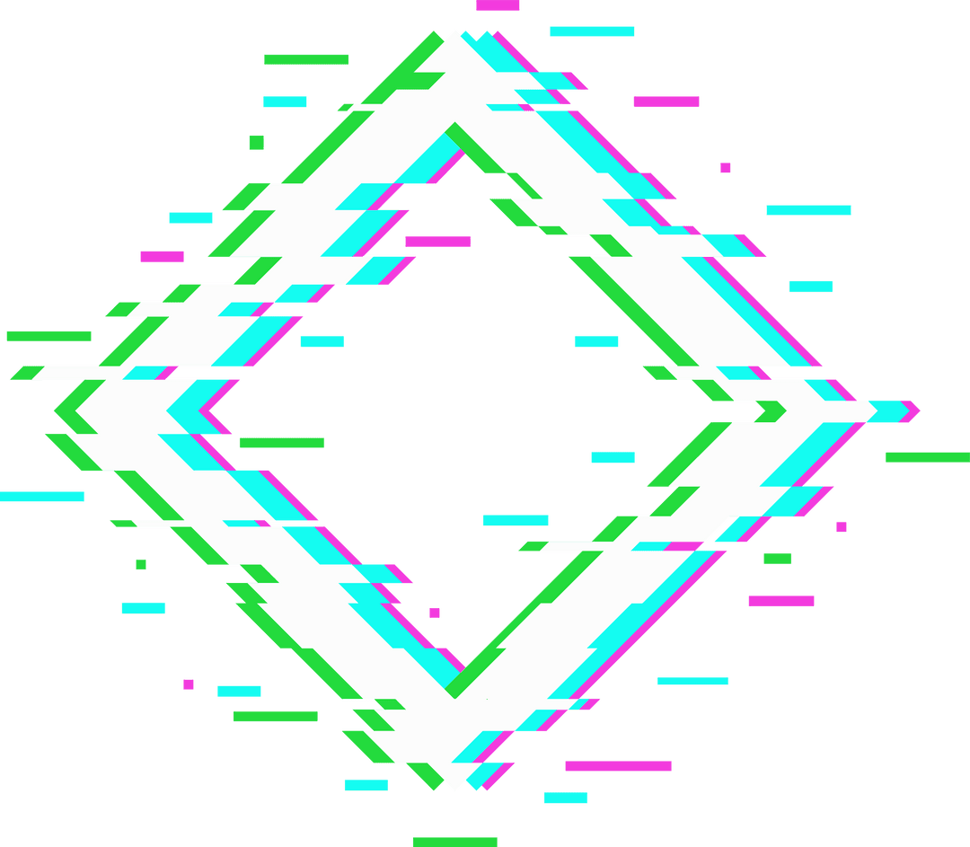Glitch Overlay Diamond Shape on Transparent Background