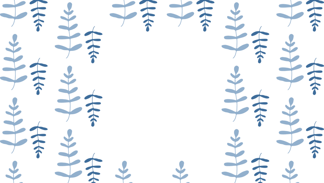 Digital Blue Twigs with Leaves on Transparent Background