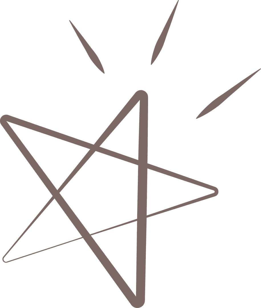 Hand-Drawn Scribble Star Floating on Transparent Background