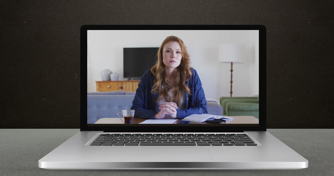 Caucasian Businesswoman Communicating in Video Call