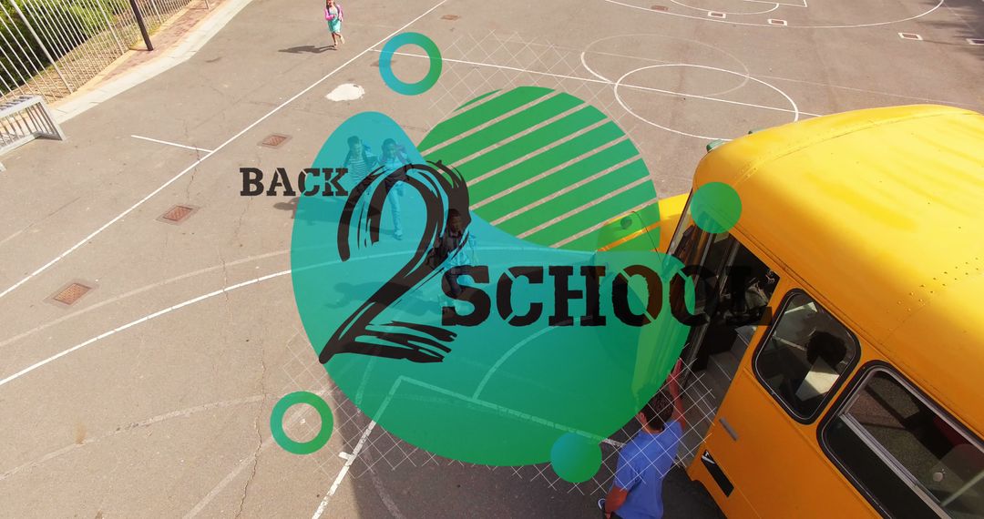 Back to School Concept with Yellow School Bus in Playground