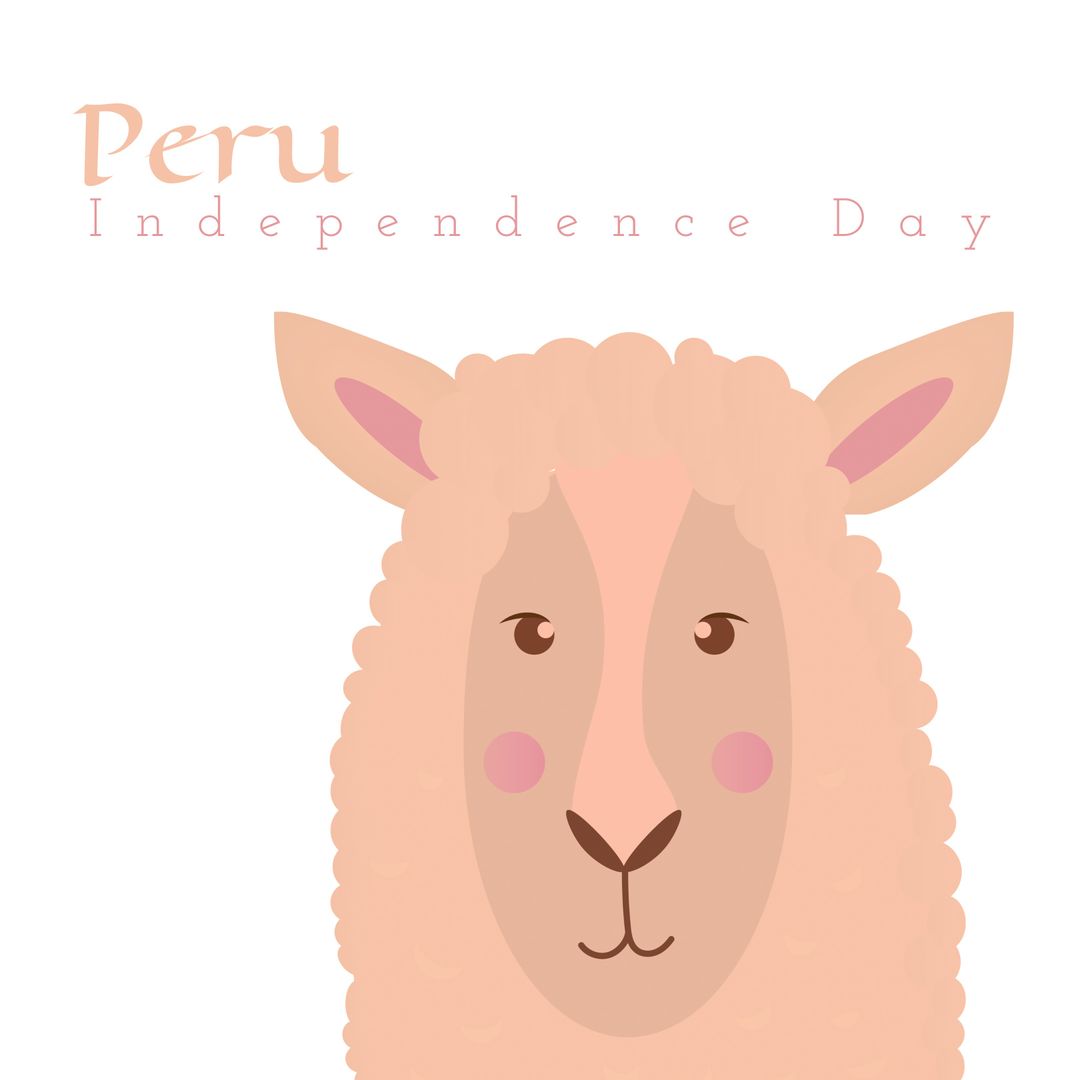 Peru Independence Day Sheep Illustration with White Background