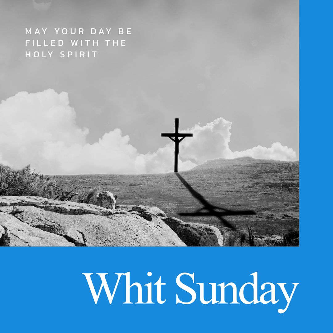 Whit Sunday Message with Christian Cross and Overcast Sky - Download Free Stock Images Pikwizard.com
