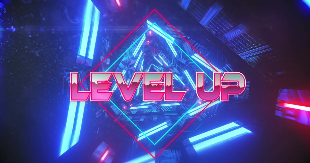 Neon Level Up Text Gaming Interface Concept