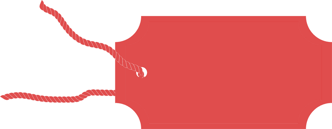 Red Gift Tag on String Isolated on Transparent Background