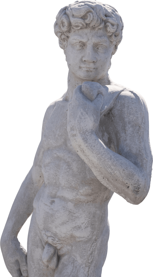 Weathered Transparent Stone Sculpture of Naked Man
