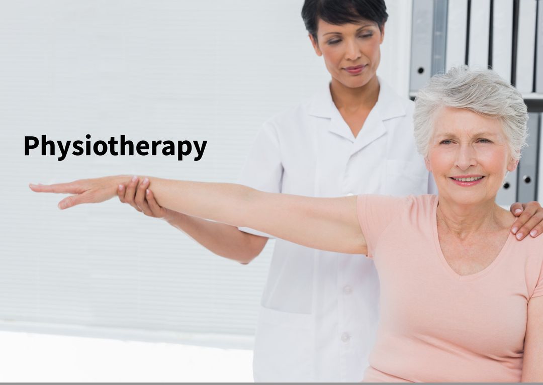 Therapist Assisting Elderly Woman in Physiotherapy Session