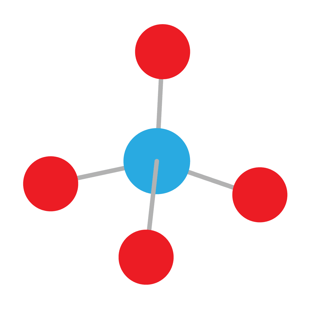 Red and Blue Molecule Vector on Transparent Background