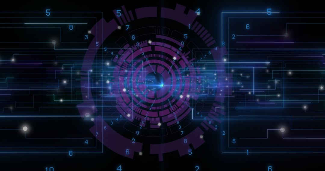 Futuristic Digital Interface with Holographic Circuit Patterns