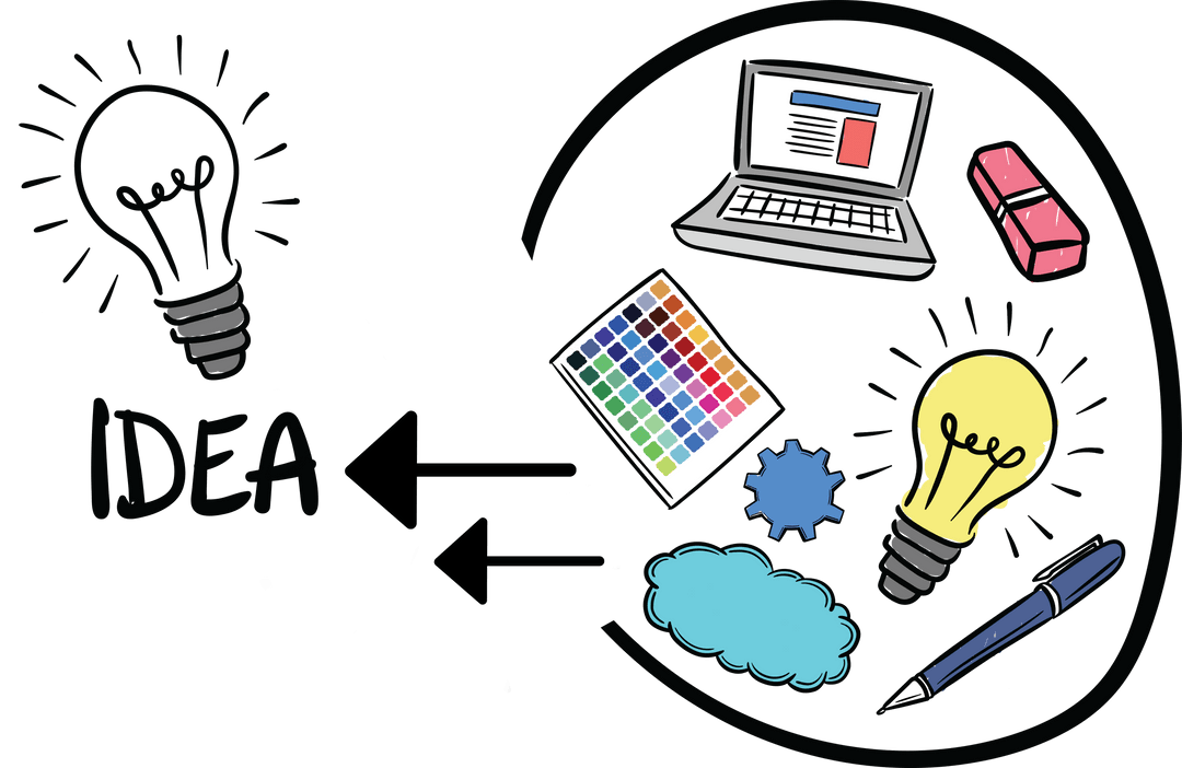 Creative Brainstorming Elements on Transparent Background