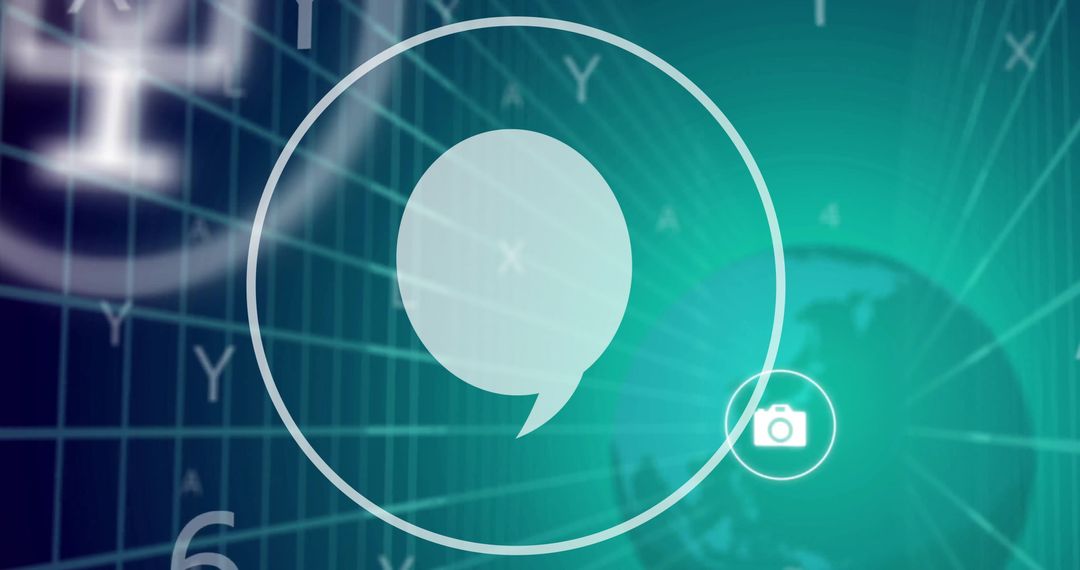 Digital Communication Icons on Global Map Technology Concept