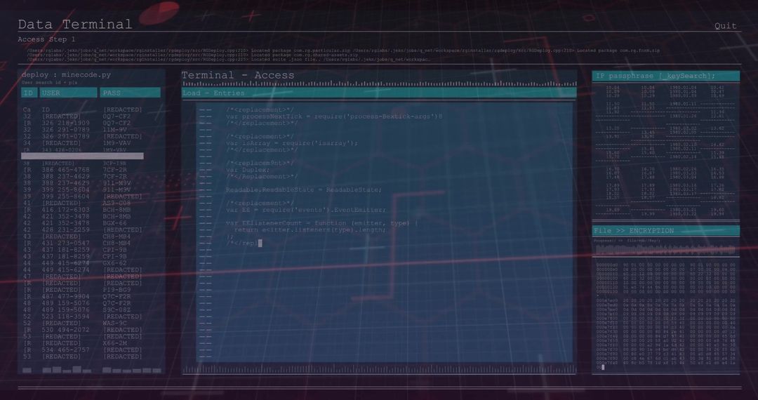Futuristic Data Terminal Interface for Technology and Cybersecurity