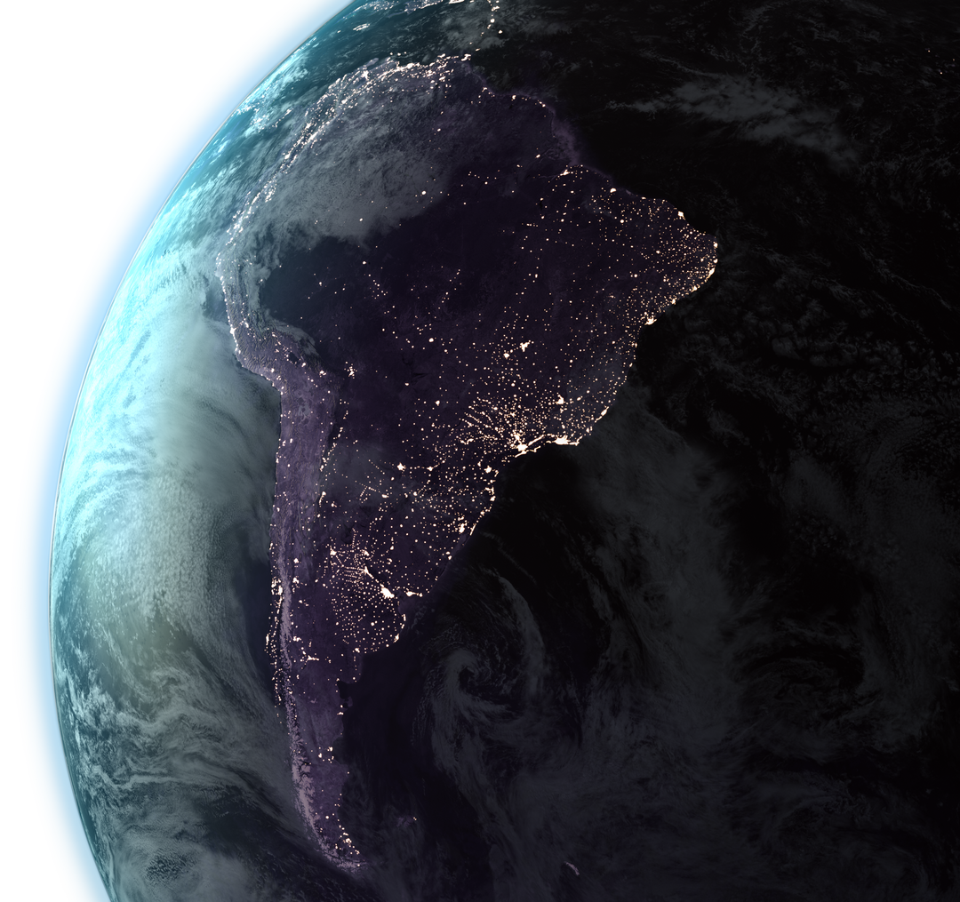 Transparent Earth View Showing Day-Night Cycle with Brazil Lights Illuminated - Download Free Stock Images Pikwizard.com