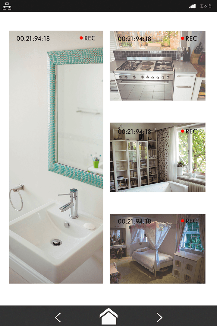 Home Smart Security Footage Displayed on Transparent Mobile Screen