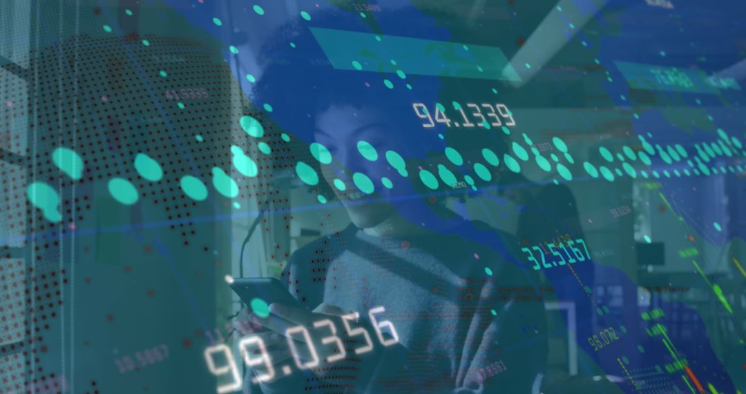 Businesswoman Engaged with Global Data Visualization