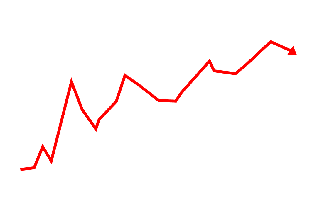 Red Line Chart on Transparent Background Illustrating Growth Trend