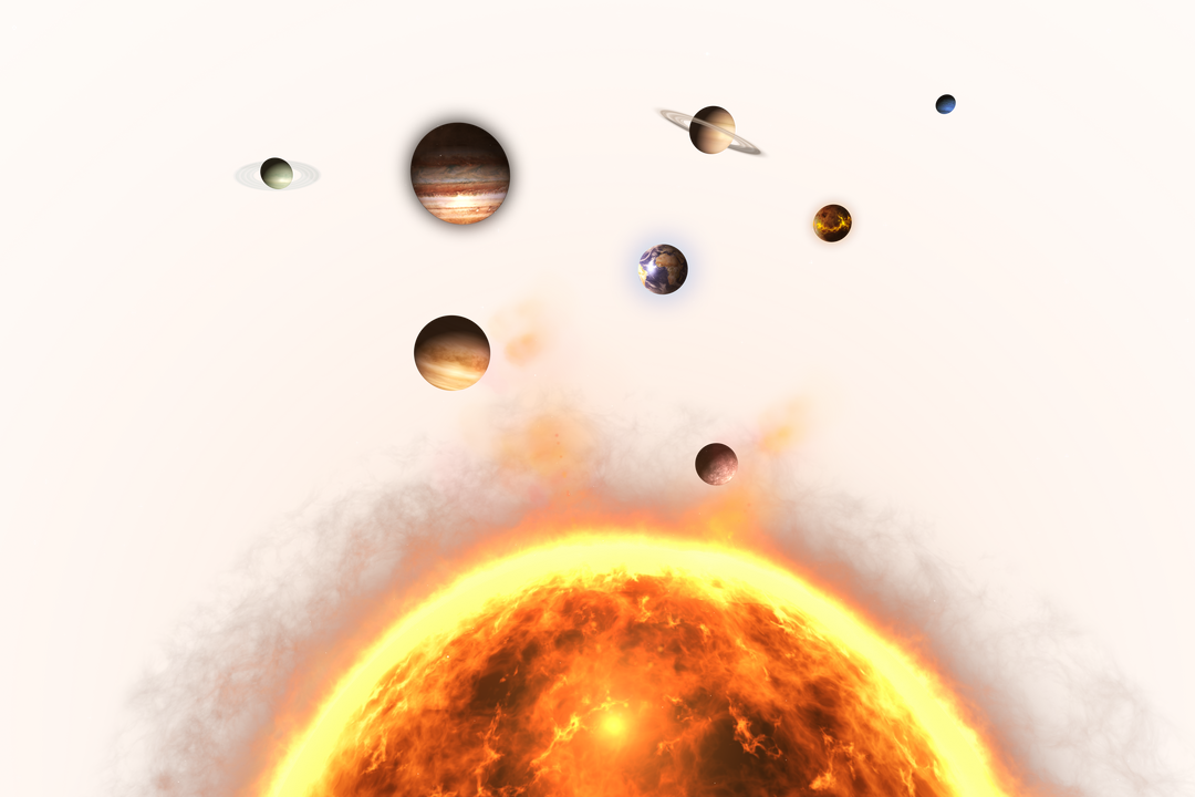 Fiery Sun with Planets Illustration on Transparent Background - Download Free Stock Images Pikwizard.com