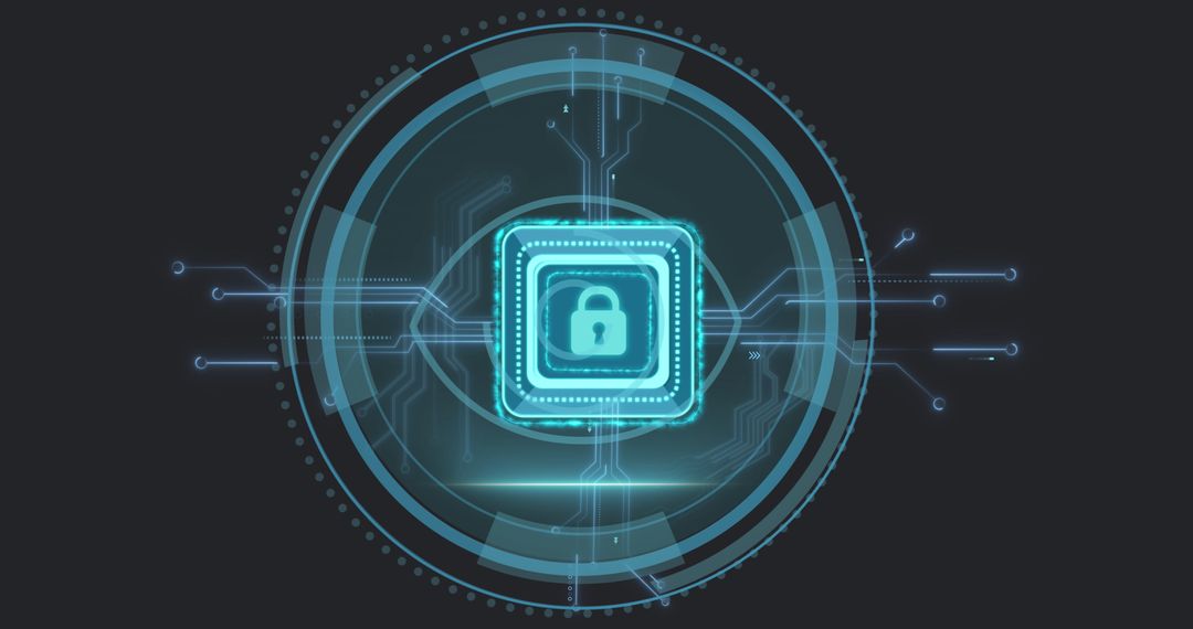 Digital Security Concept with Circuit and Lock Icon