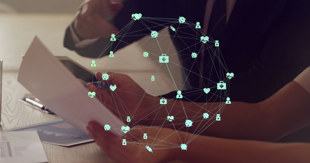 Professionals Collaborating with Digital Technology in Office