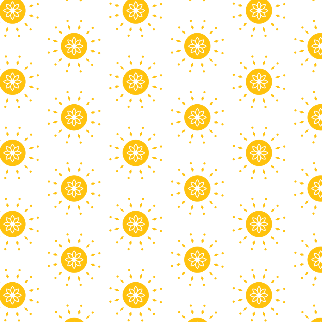 Bright Yellow Sun Pattern on Transparent Background for Design