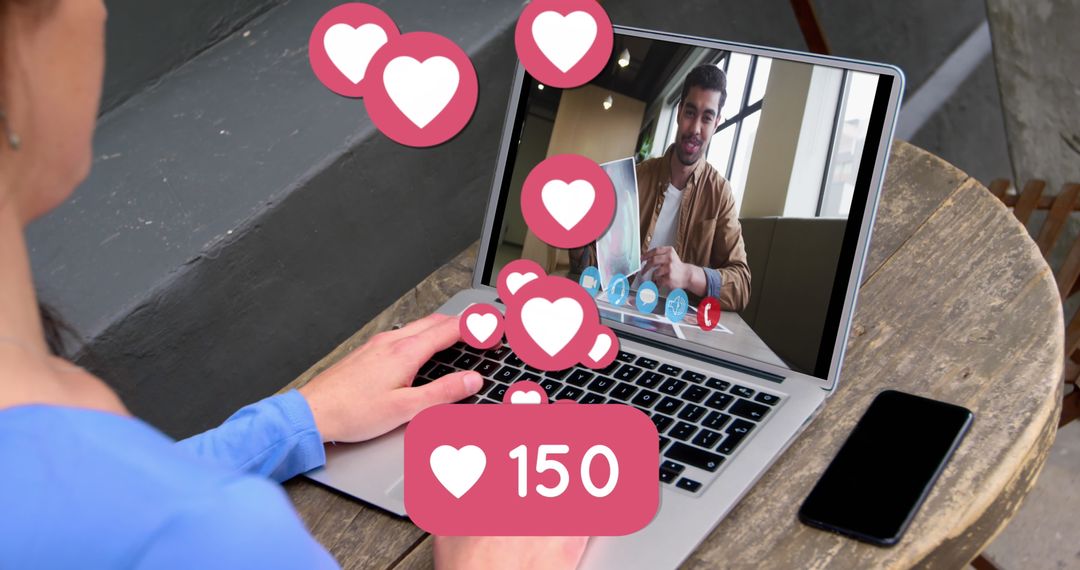 Romantic Video Call with Floating Heart Reactions