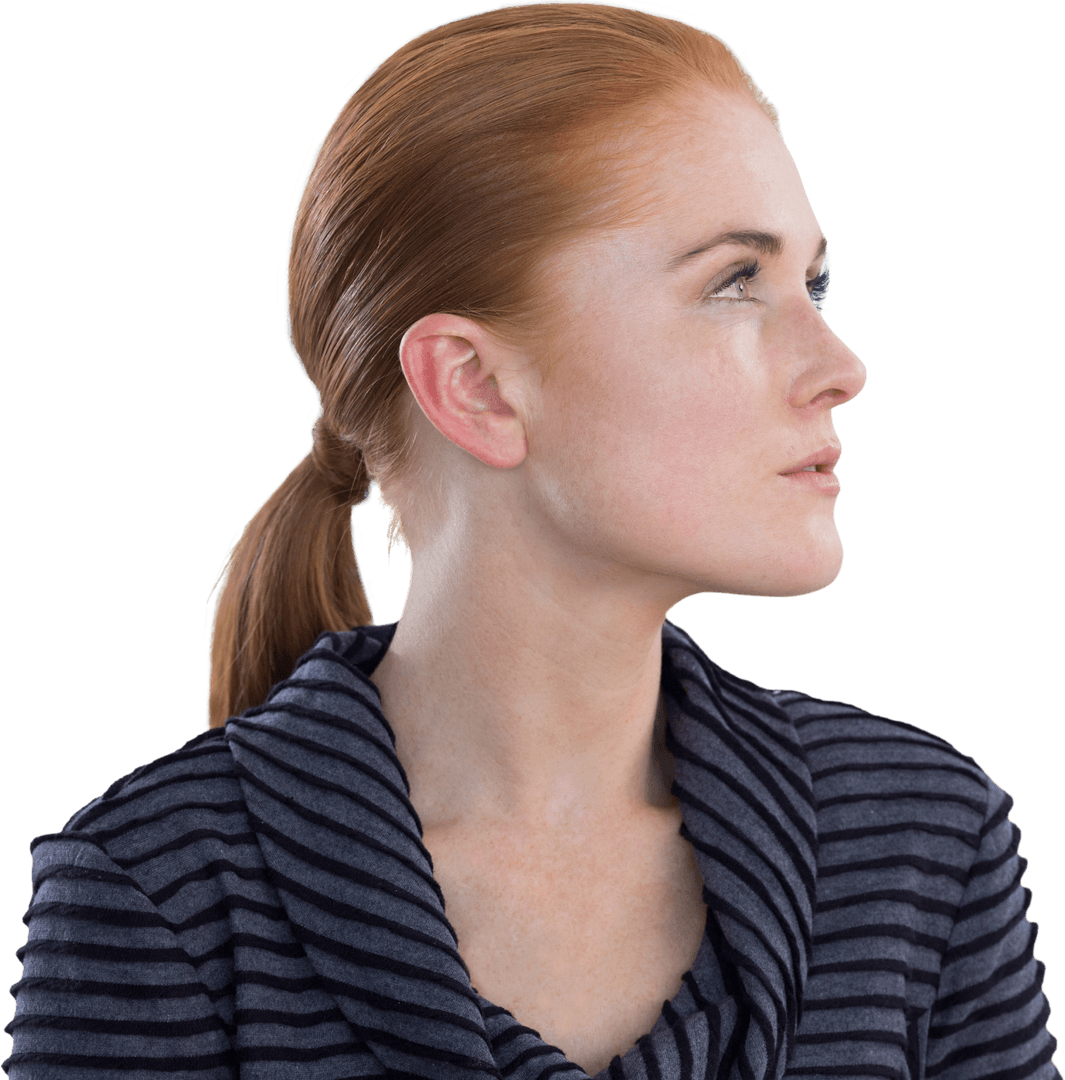 Transparent Contemplative Businesswoman Looking Away Profile View