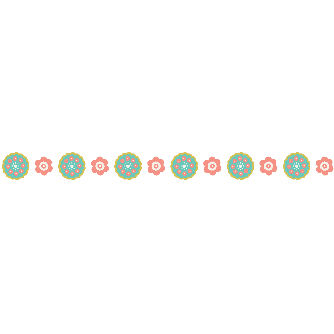 Colorful Floral Pattern Border on Transparent Background