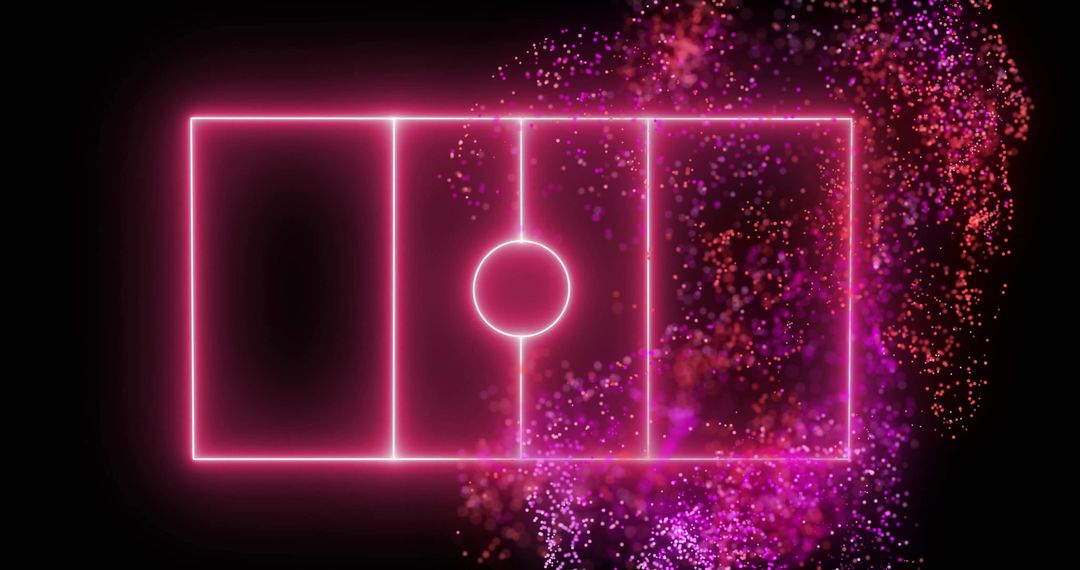 Neon Pink Soccer Field with Colorful Particle Burst