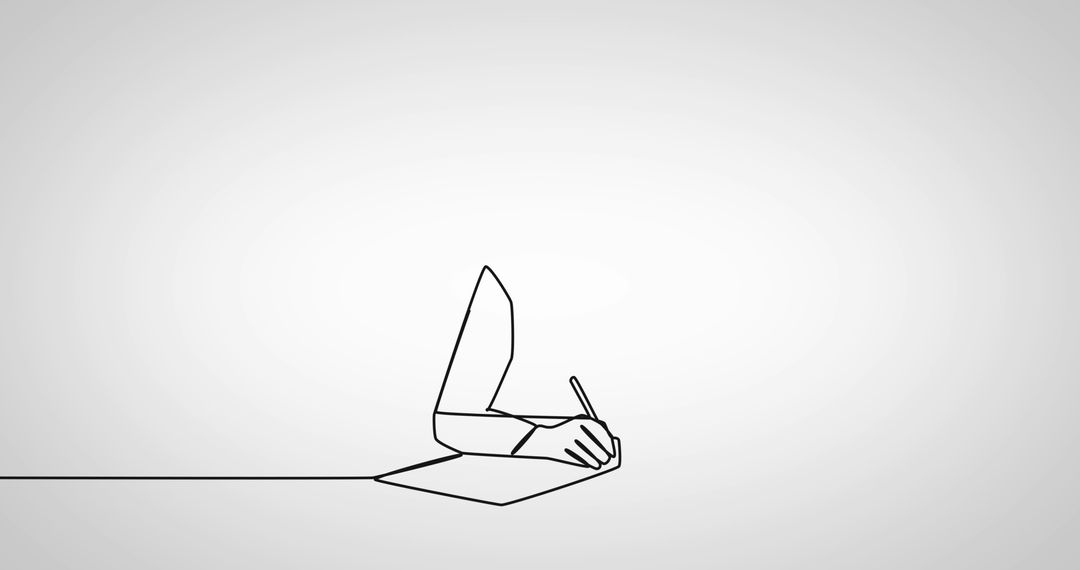 Minimalist Outline of Hand Drawing with Pencil