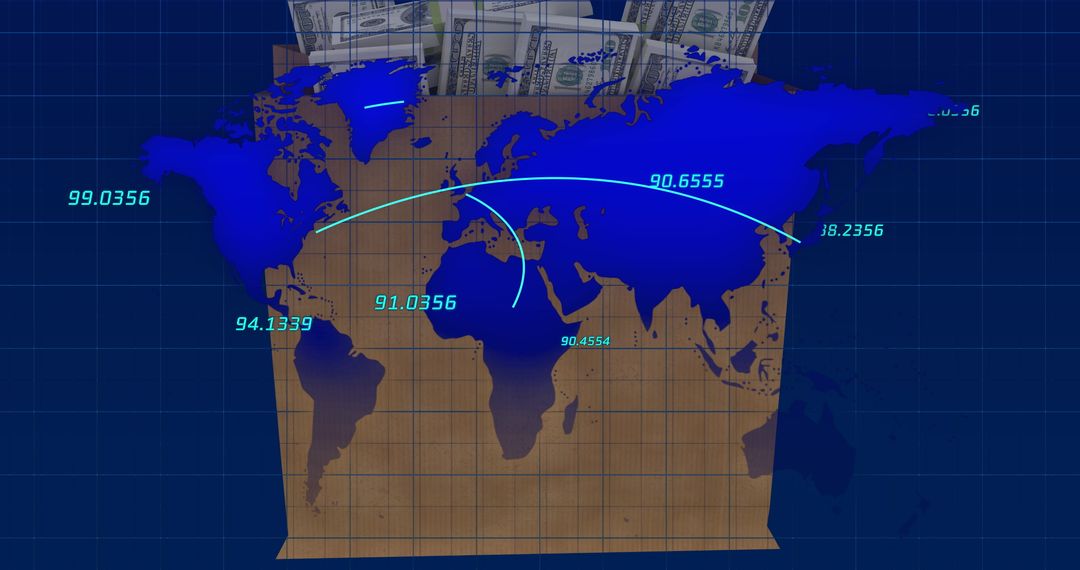 Global Currency Exchange and Trade Concept with Connected World Map