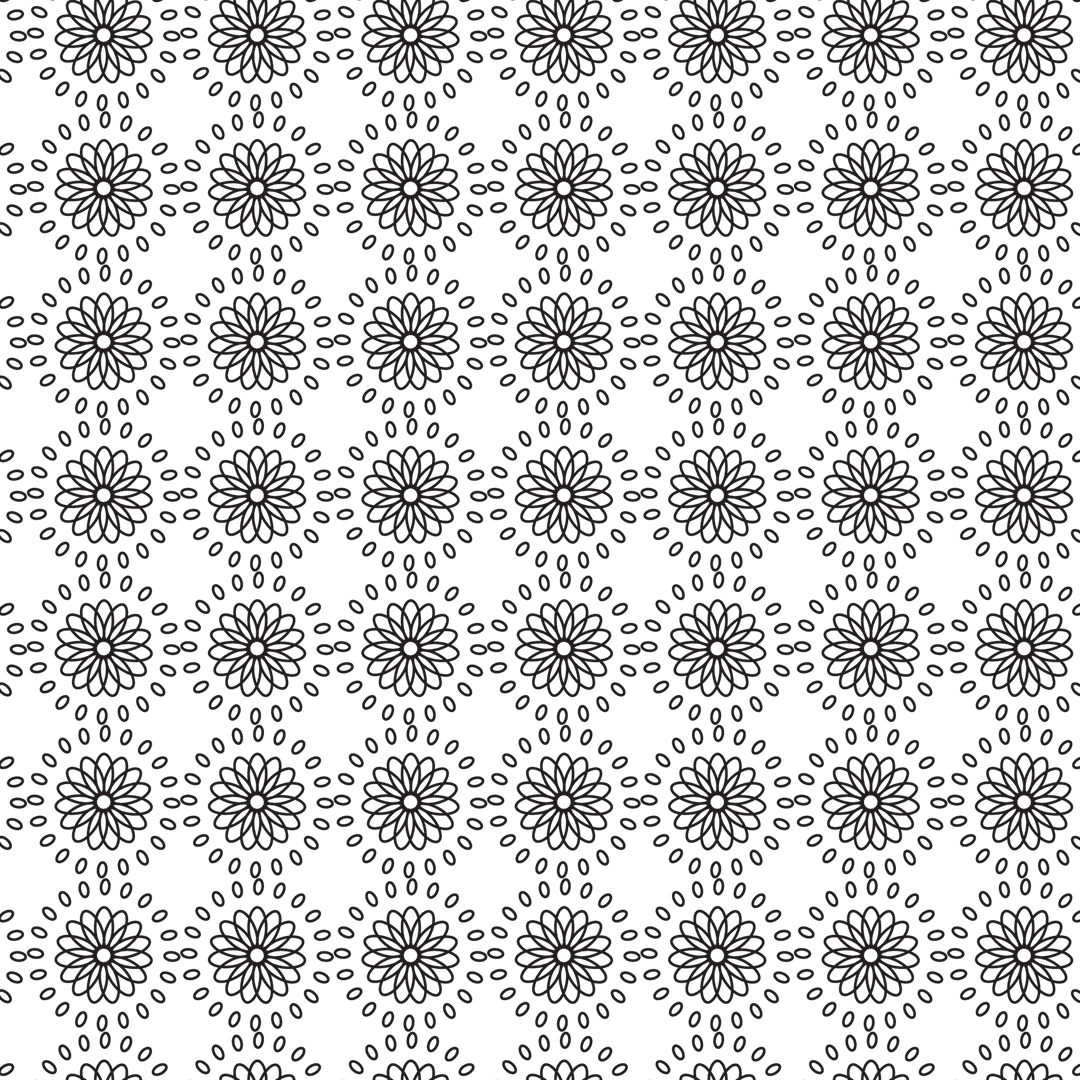 Black Floral Pattern on Transparent Background for Decoration